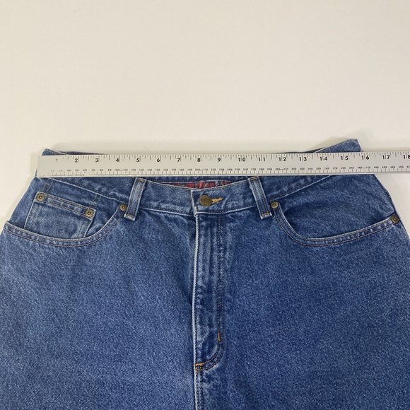 LL Bean Blue Jeans Vintage Flannel Lined Plaid Relaxed Pants Womens 16P - Picture 8 of 11